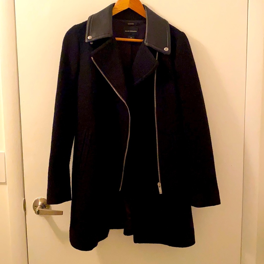 Club Monaco genuine wool and leather coat sz small